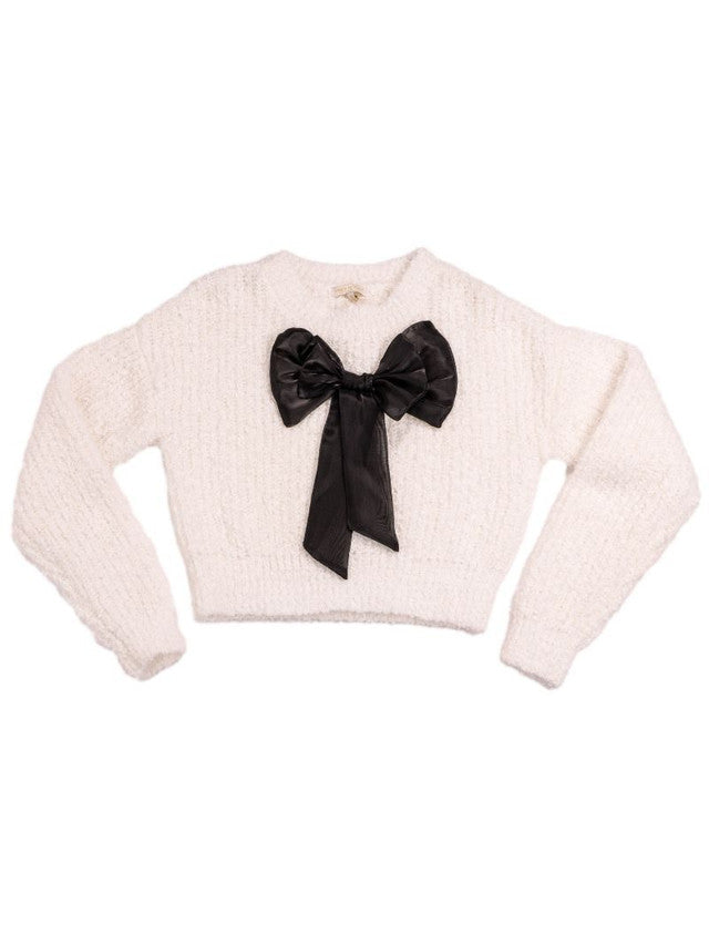 Simply Southern Aurora White Sweater With Bow