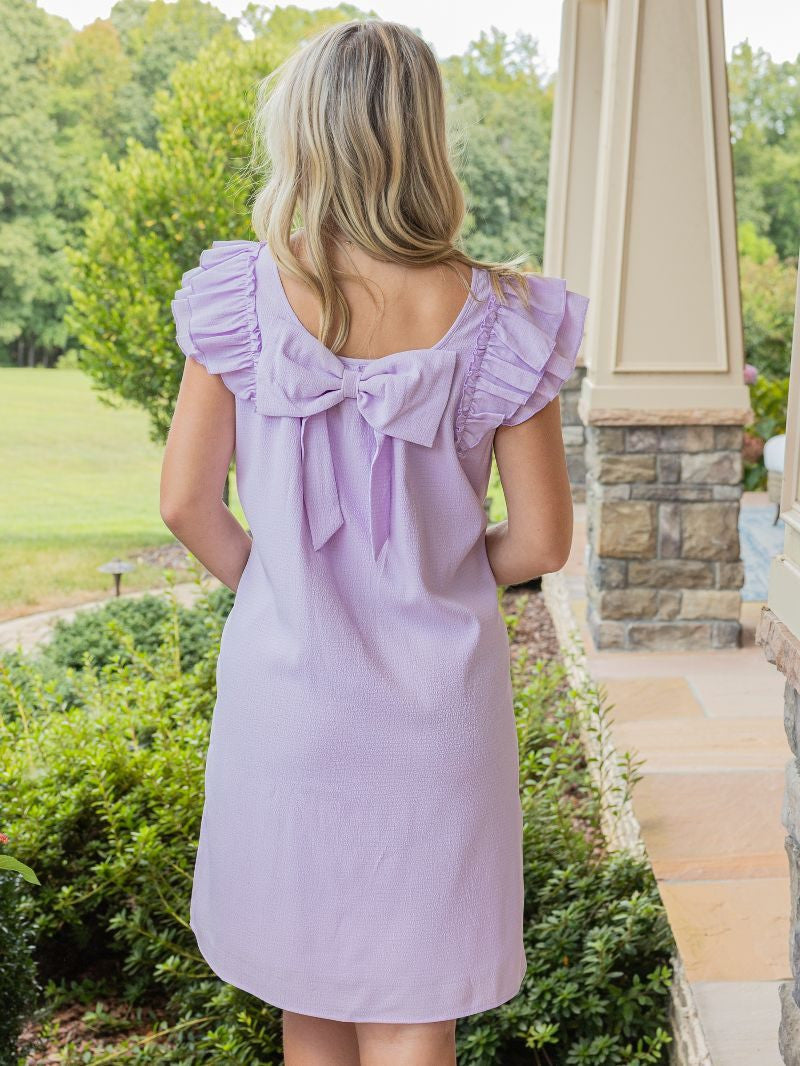 Simply Southern Lilac Textured Dress With Ruffle Sleeves