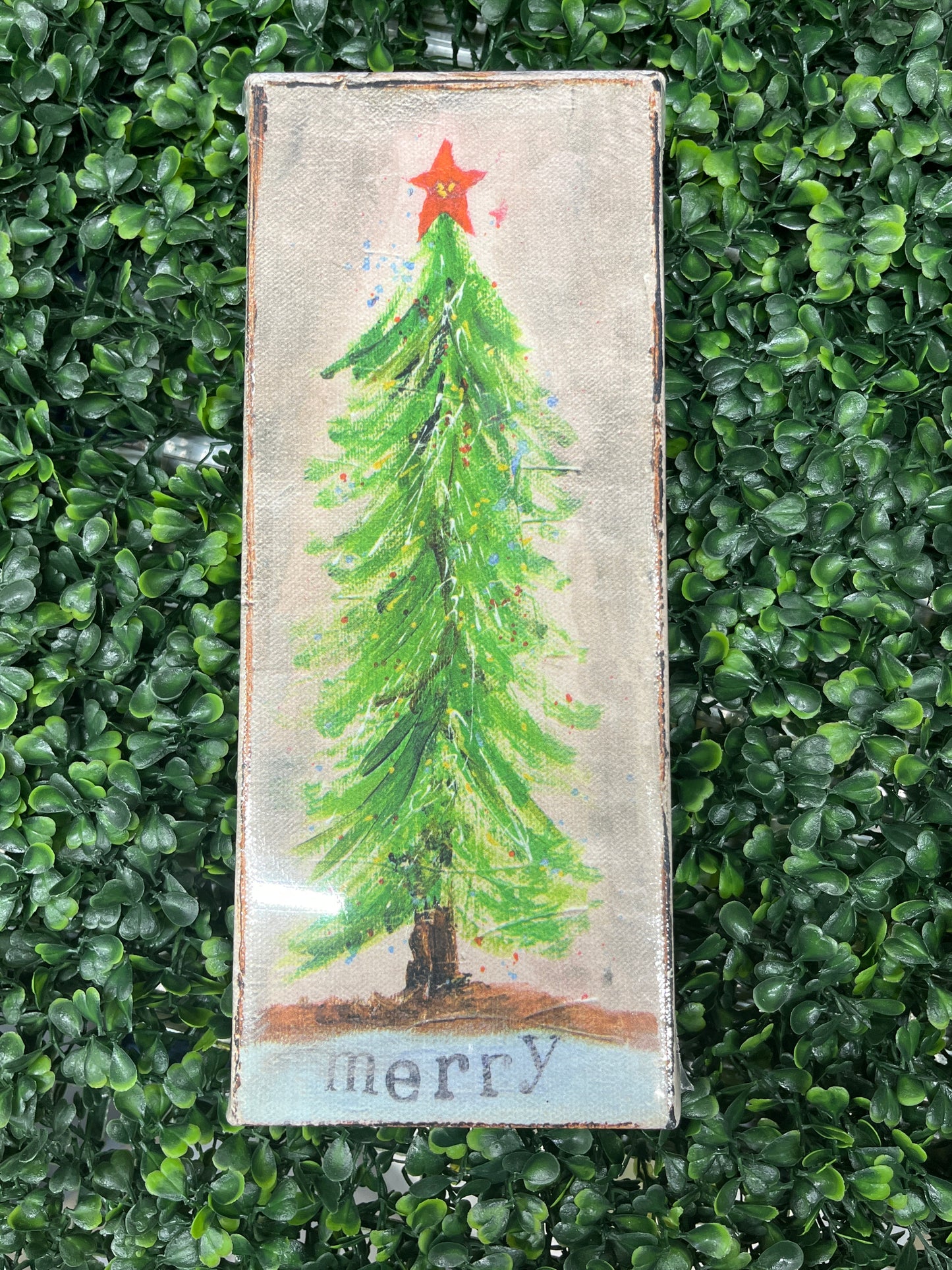 Merry Christmas Tree Canvas 4x10