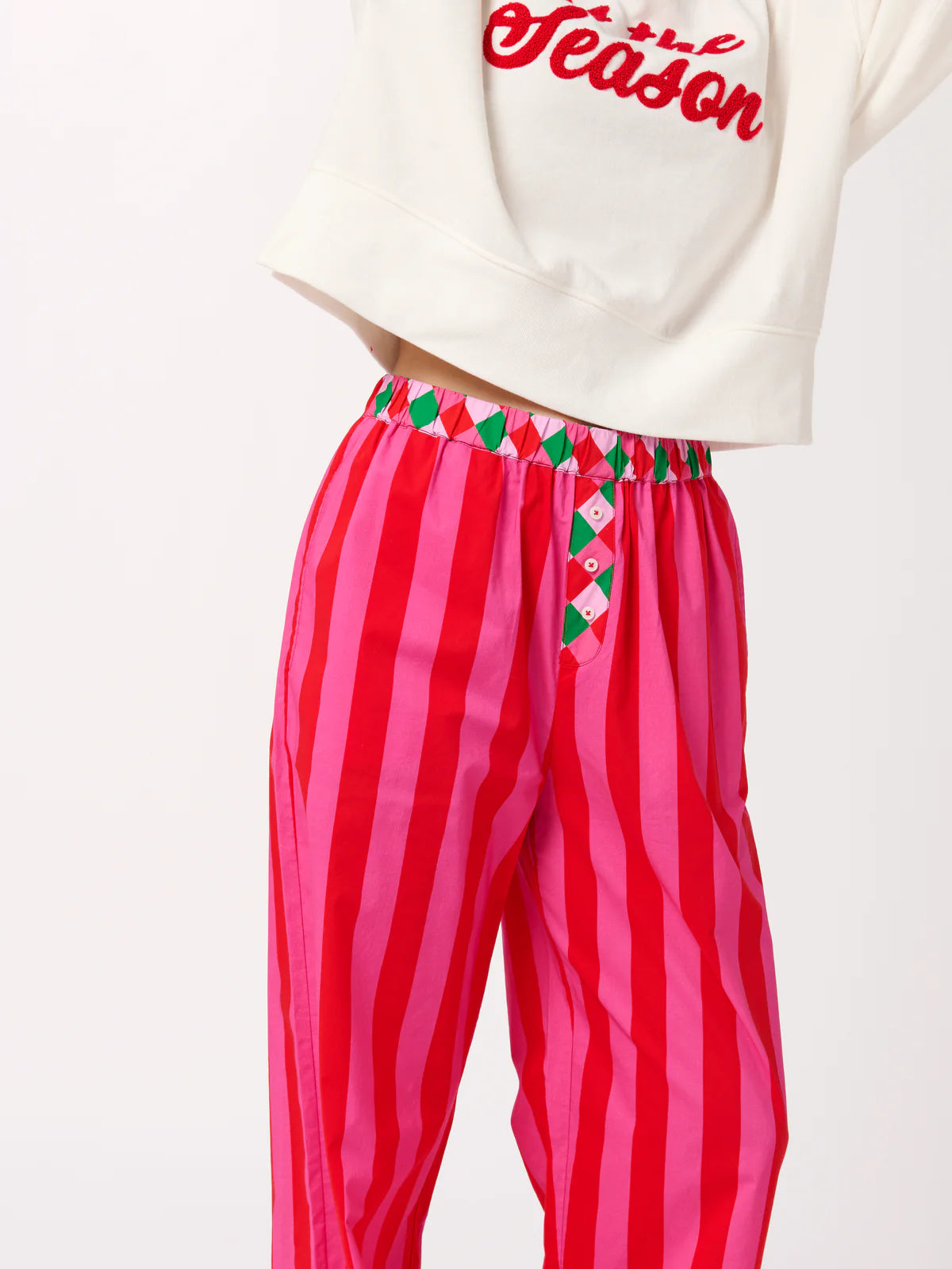 Red & Pink Festive Stripe Boxer Pajama Pant