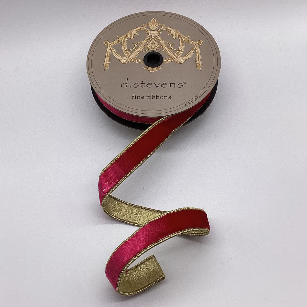 Hot Pink & Gold Trim Velvet Ribbon