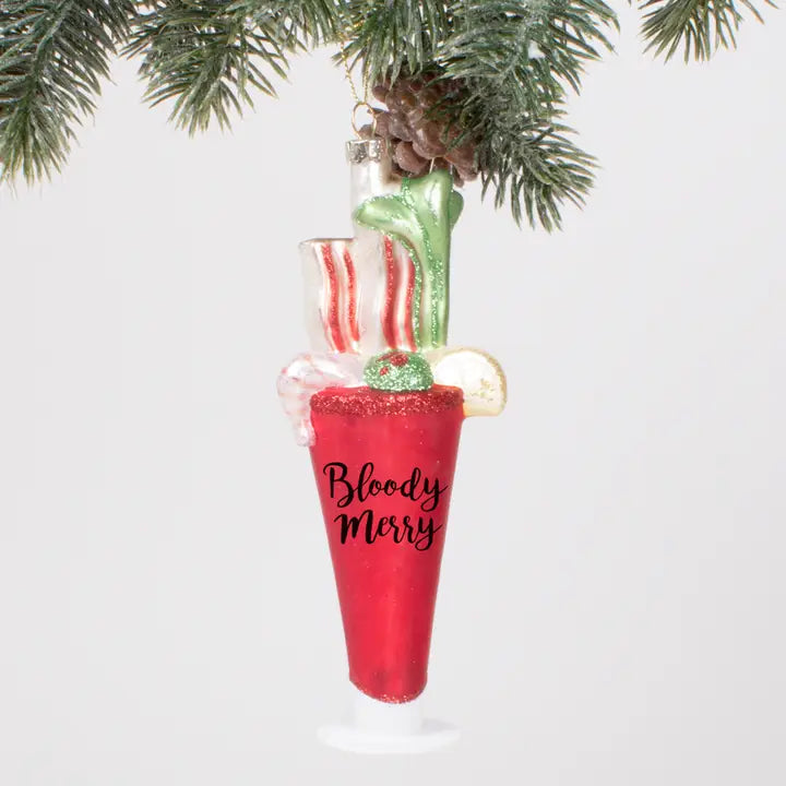 Bloody Merry Cocktail Glass Christmas Ornament