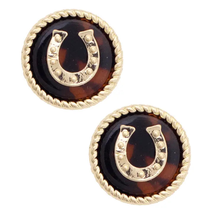 Canvas Katherine Horseshoe Stud Earrings in Tortoise