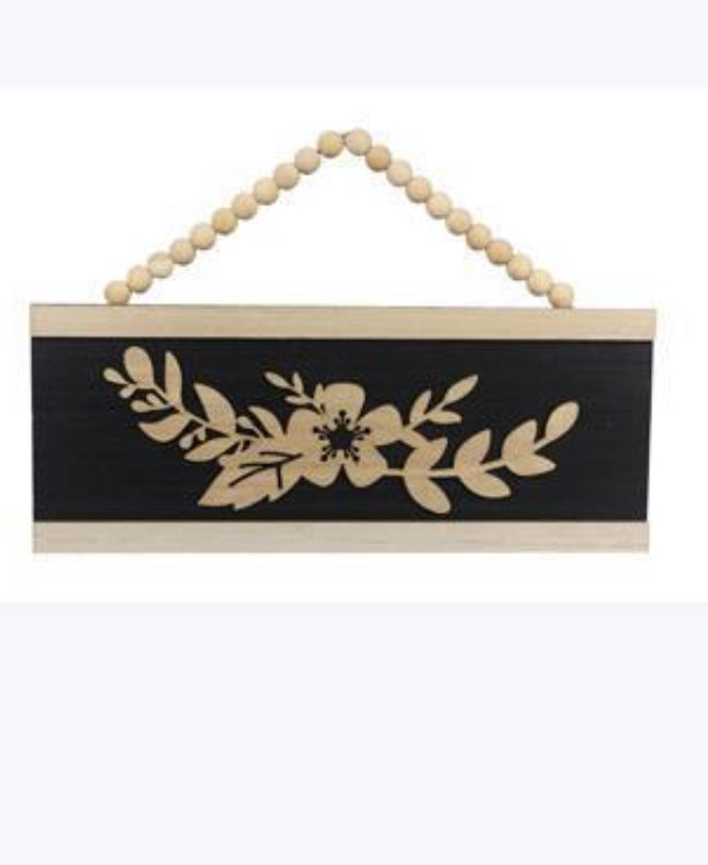 Wood Floral Country Natural Home Wall Sign