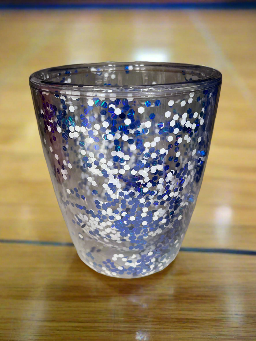 Acrylic Blue & White Glitter Wine Tumbler