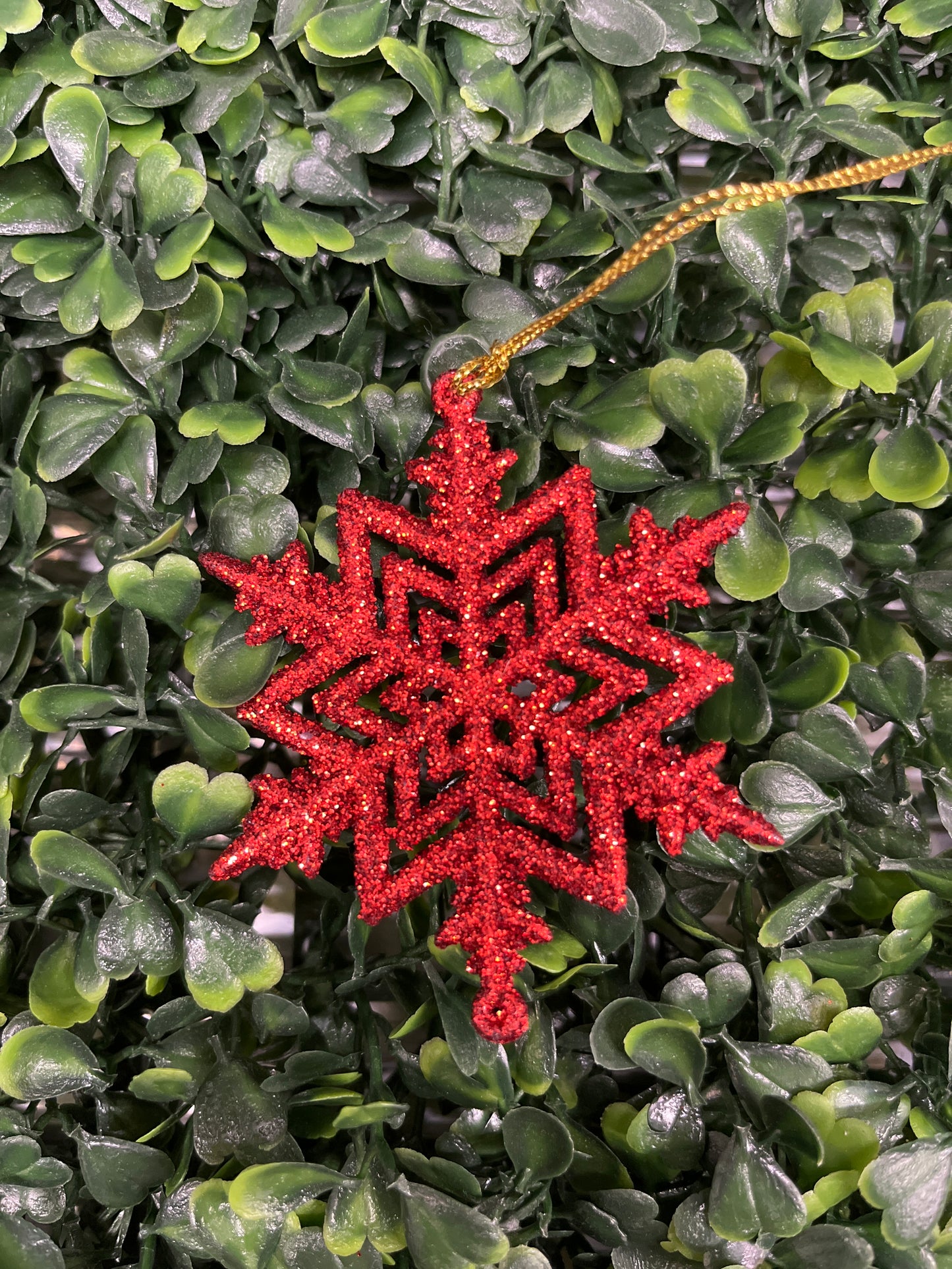 Small Red Glitter Snowflake Ornament