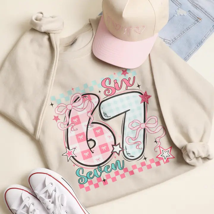Checker Six Seven Heavyweight Sweatshirt-Sand