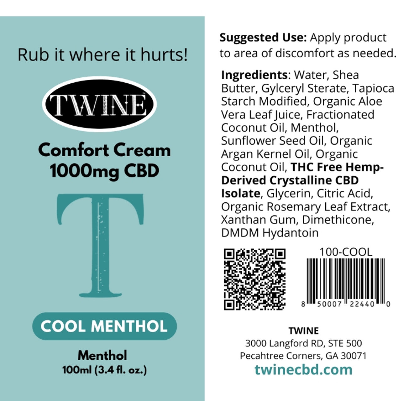 Twine Topical Cream Cool Menthol