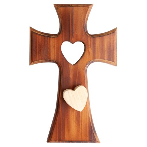 Wooden Memory Cross With Removable Heart
