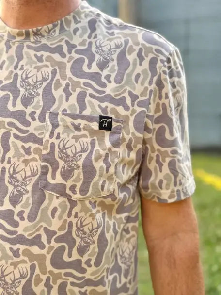 Happy Threads Men's Soft Camo Deer T Shirt