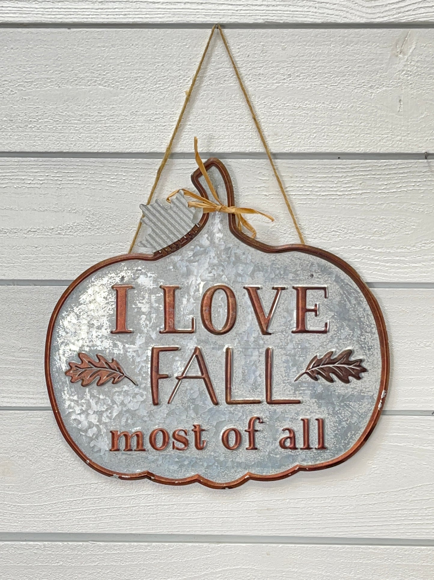 Punched Tin Fall Harvest On Rope Hanger