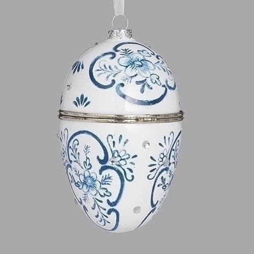 5" Blue & White Egg Ornament