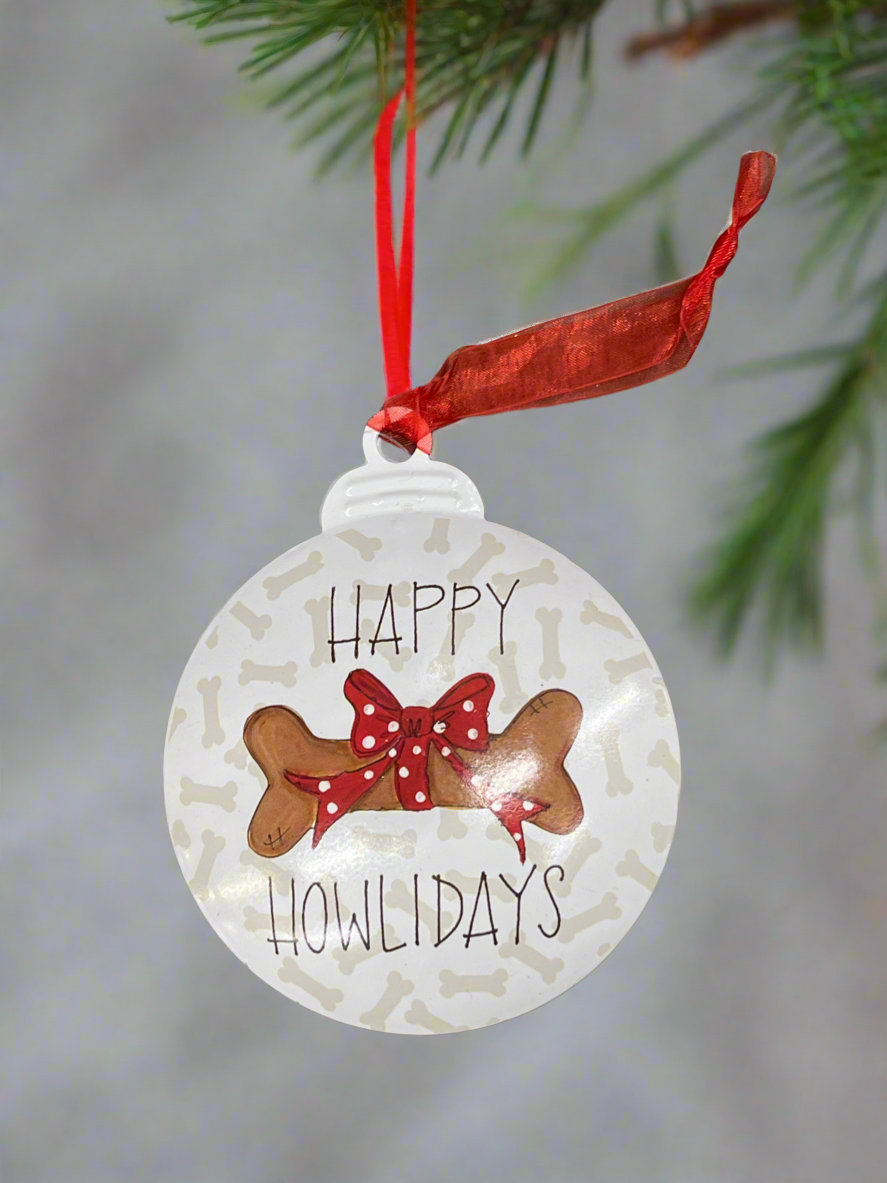 Happy Howlidays Metal Ornament