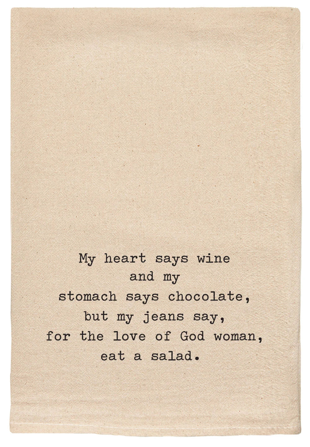 My Heart Says Wine... Natural Tea Towel