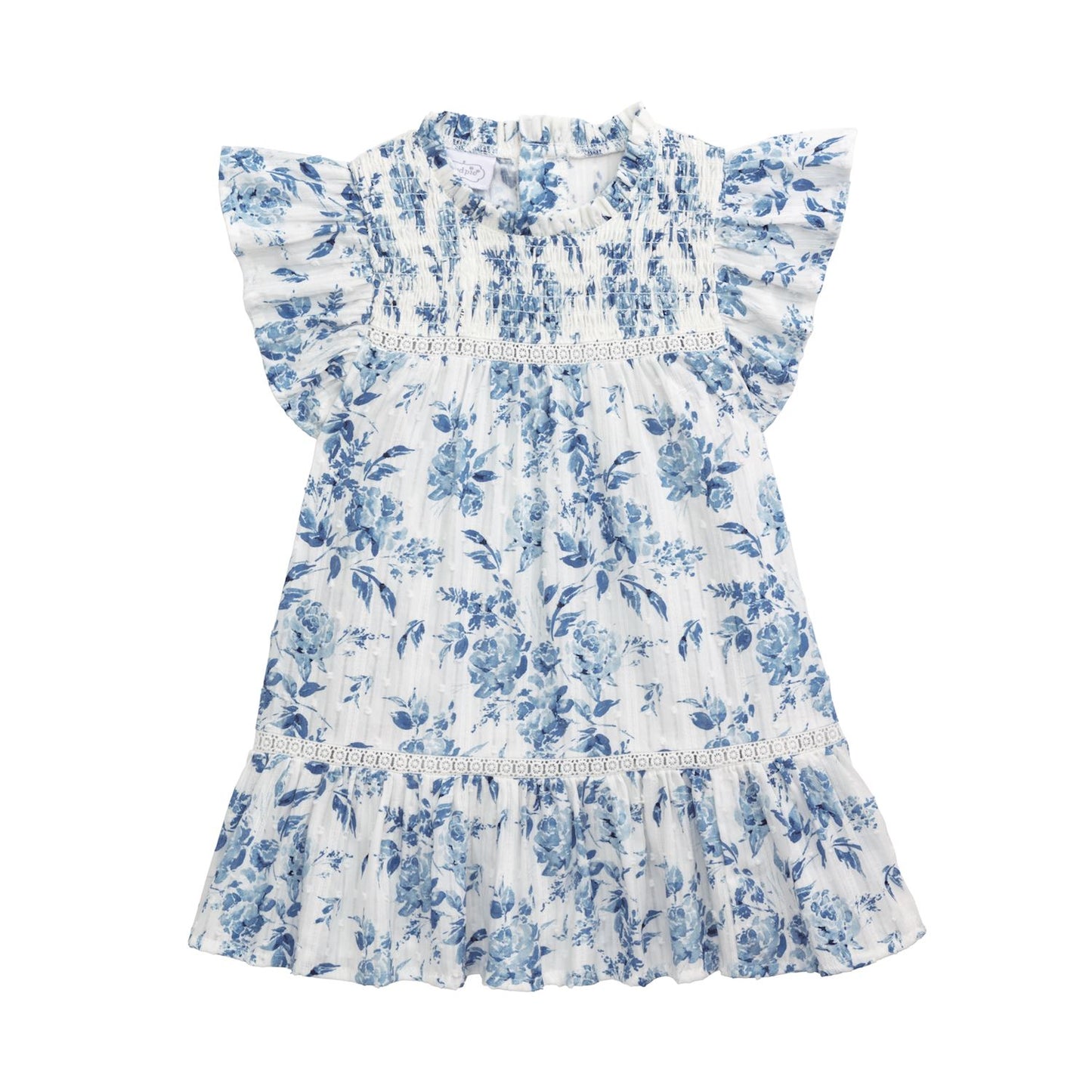 Mud Pie Girls Blue Floral Smocked Dress