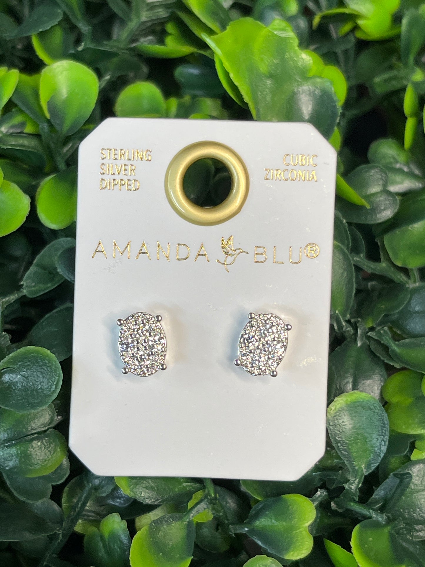 Silver Cubic Zirconia Oval Stud Earring