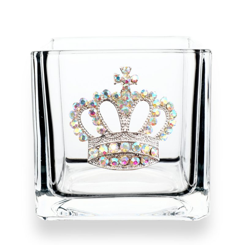 Aurora Borealis Crown Jeweled Glass Candle Holder