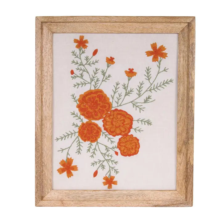Marigold Floral Embroidered Wall Art