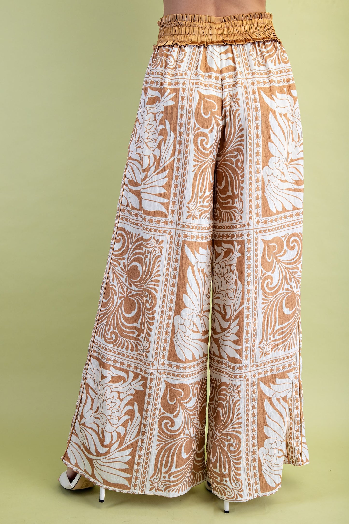Latte Marbled Bandana Print Wide Leg Pants