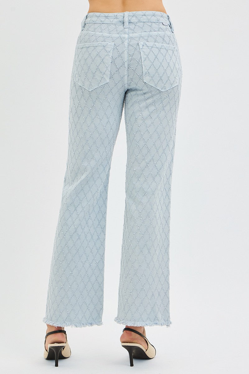 Tummy Control High Rise Ankle Straight Textured Jeans