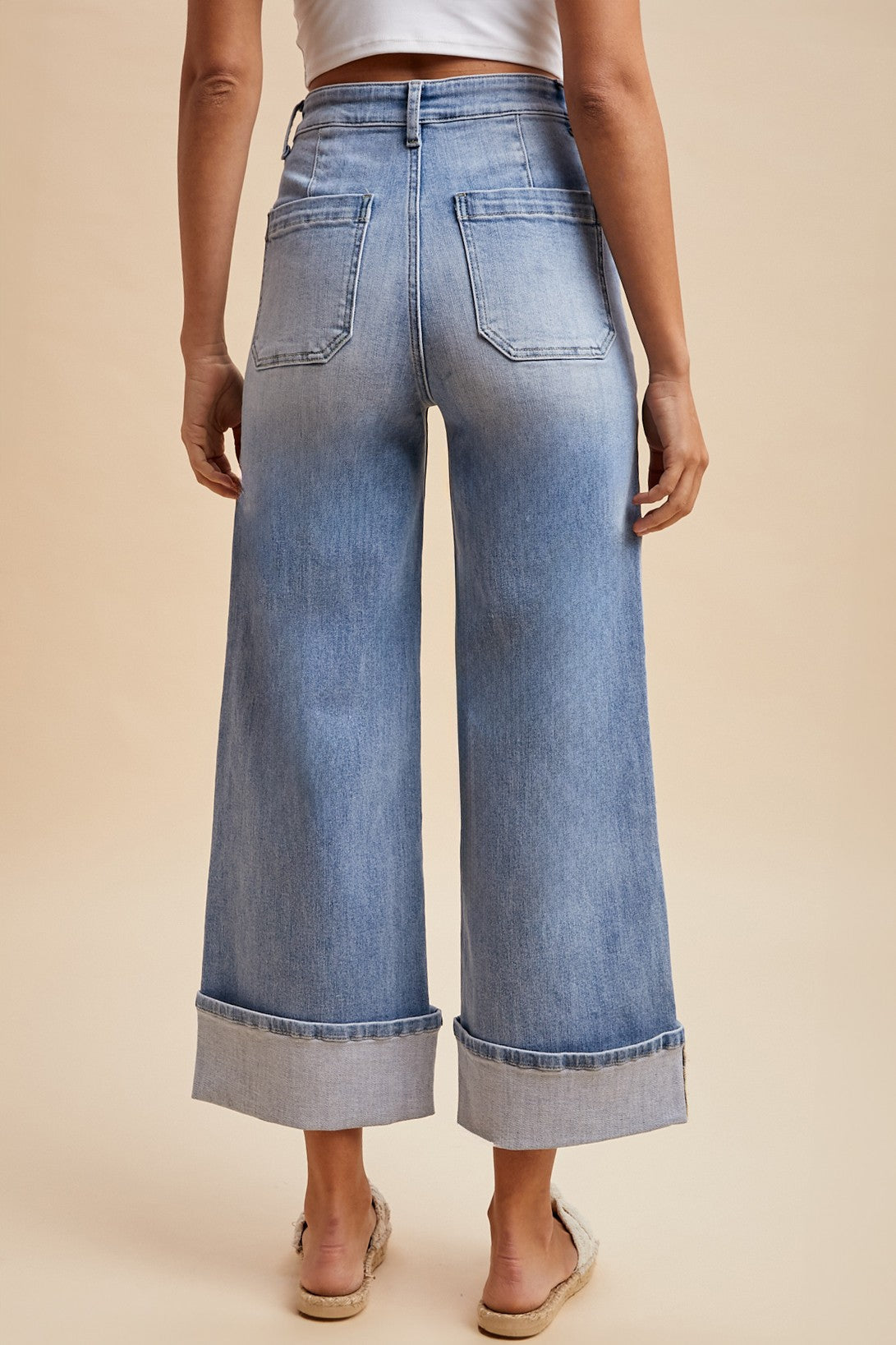 Comfort Stretch Wide Leg Cuff Jeans