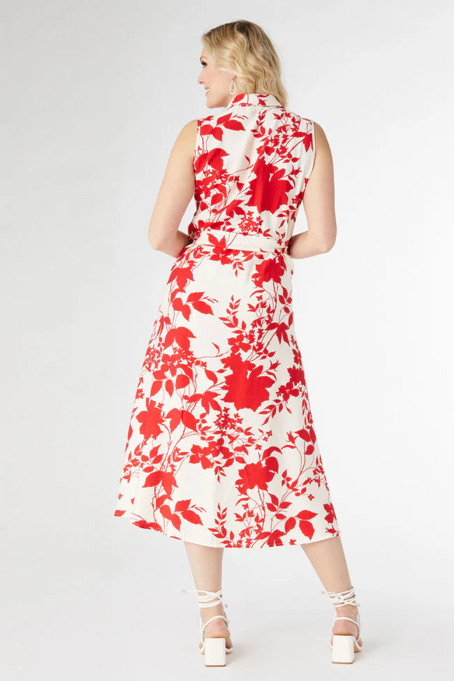 Francesca Red & Cream Floral Print Dress