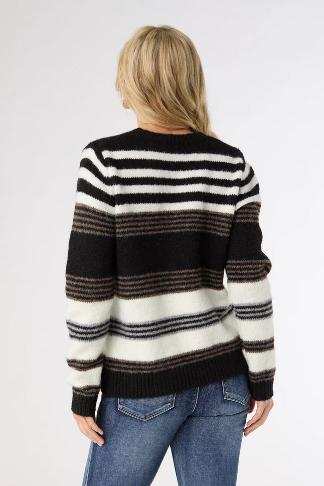 Black Strip Kaelynn Brushed Crew Neck Sweater