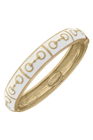 Derby Theme Enamel Hinged Bangle Bracelet
