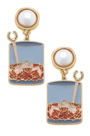 Bourbon on the Rocks Pearl Drop Earrings