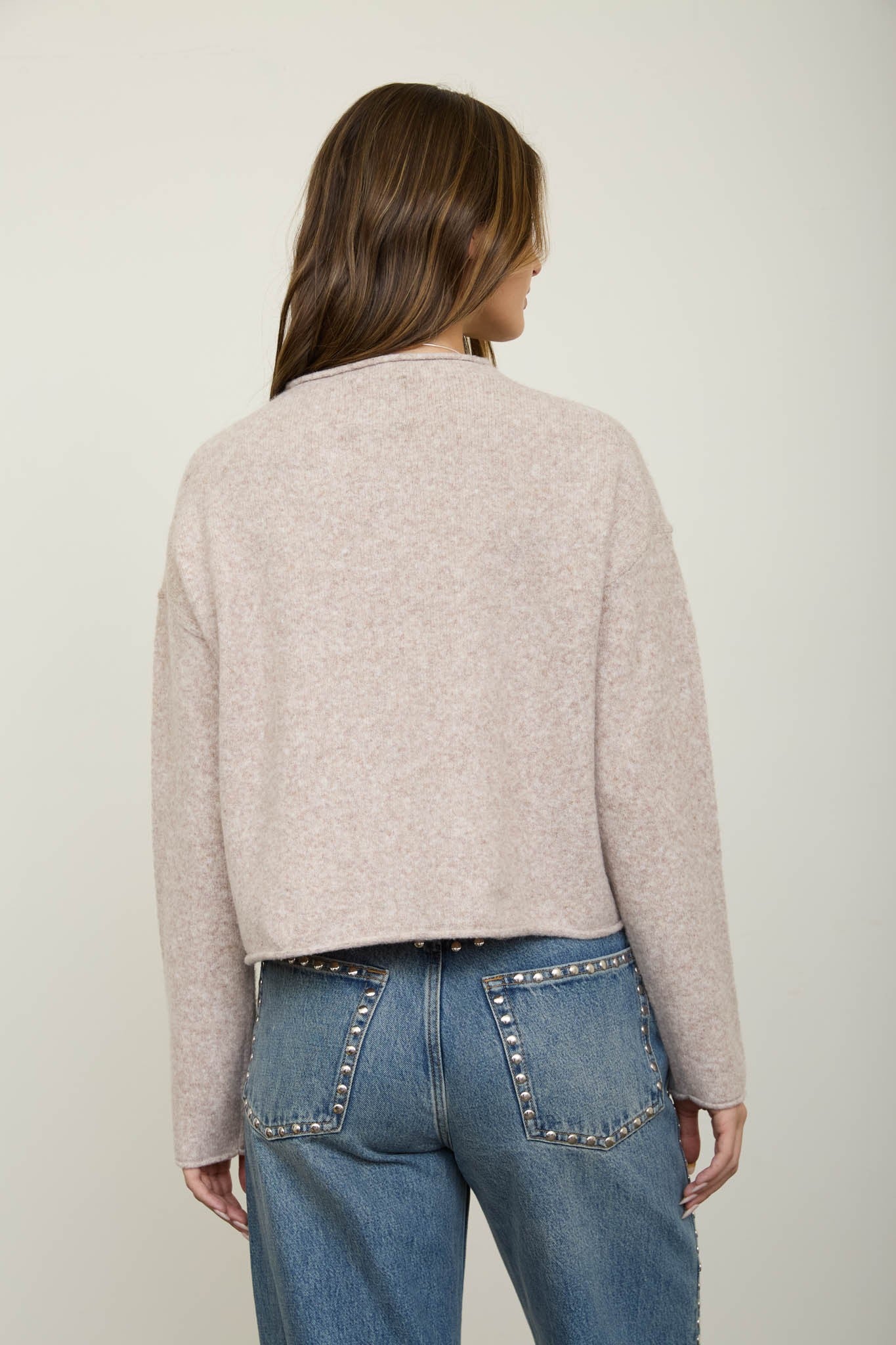 Oatmeal Raw Edge Button Down Cardigan