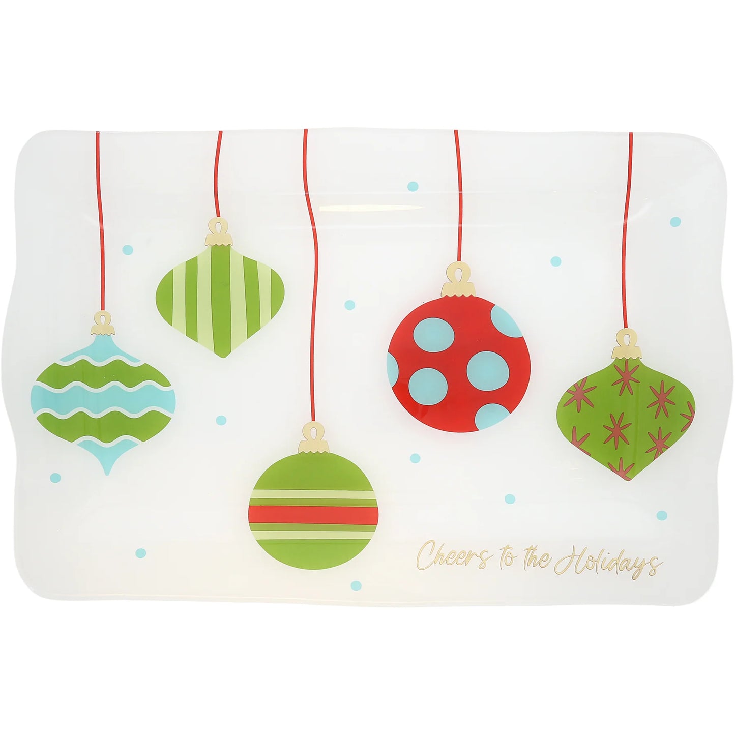 Cheers To The Holidays Glass Serving Tray