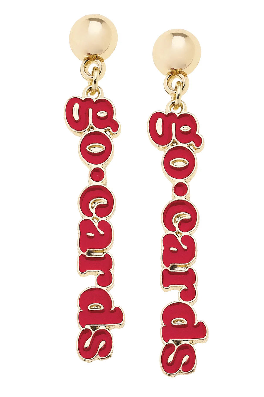 Louisville Cardinals Slogan Earrings in Red/Shiny Gold