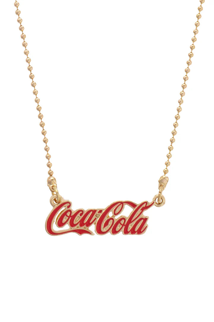 Coca-Cola Logo Necklace in Red/Shiny Gold