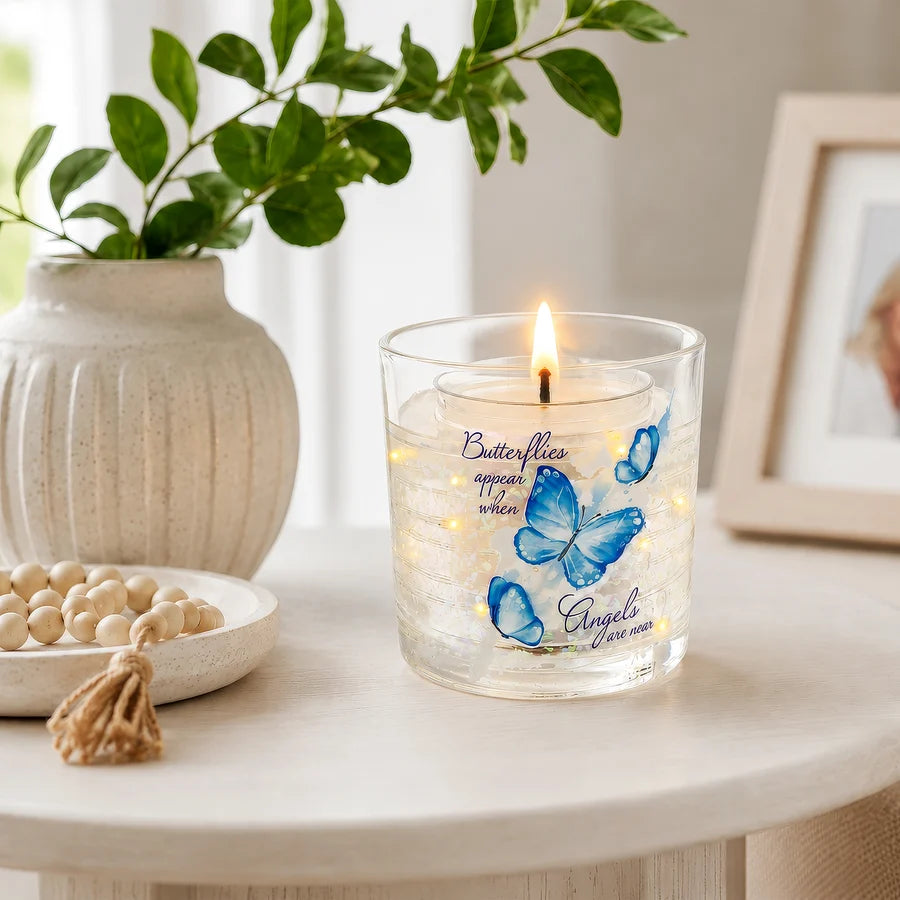 5 oz Refillable Soy Wax Candle with LED Accents- Butterflies