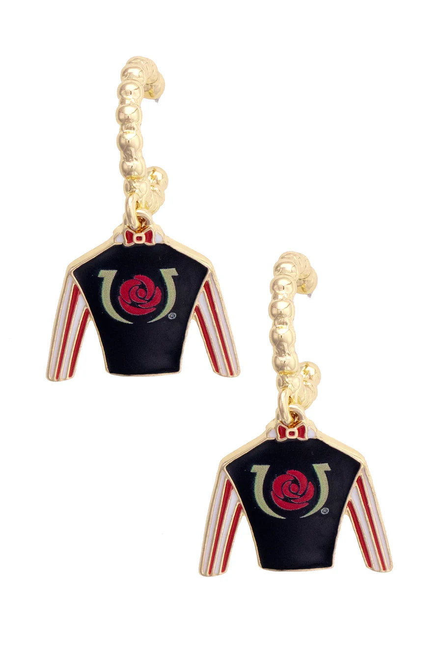 Churchill Downs Jockey Silk Enamel Twisted Hoop Earrings