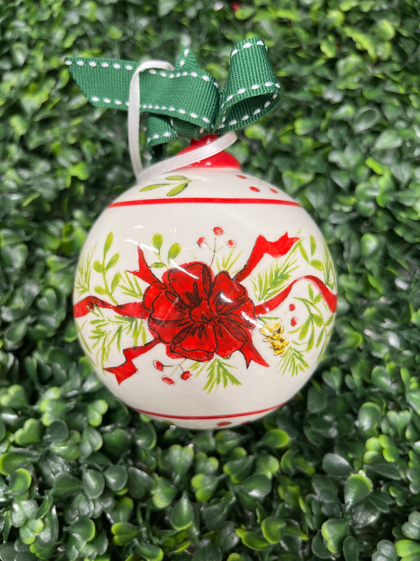 Happy Christmas Ceramic Ball Ornament