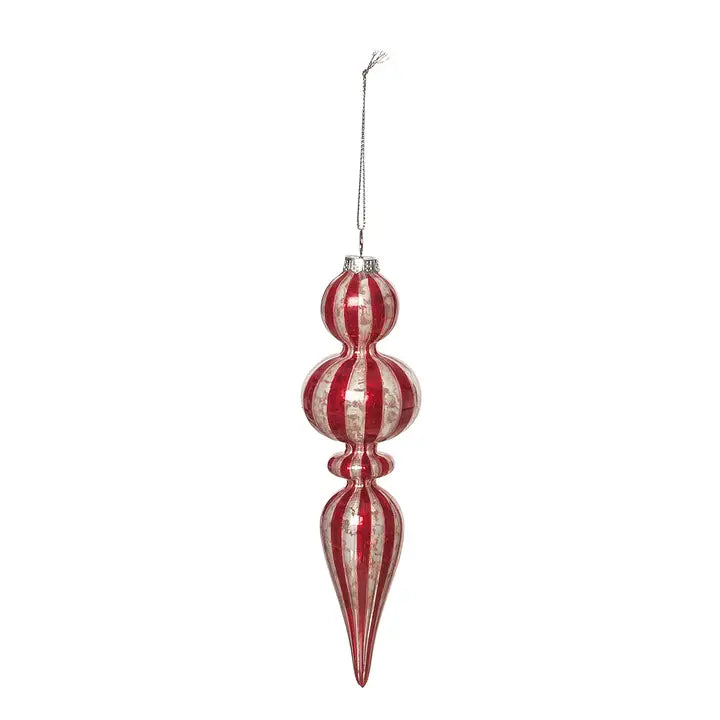Christmas Red & White Vintage Finial Ornament