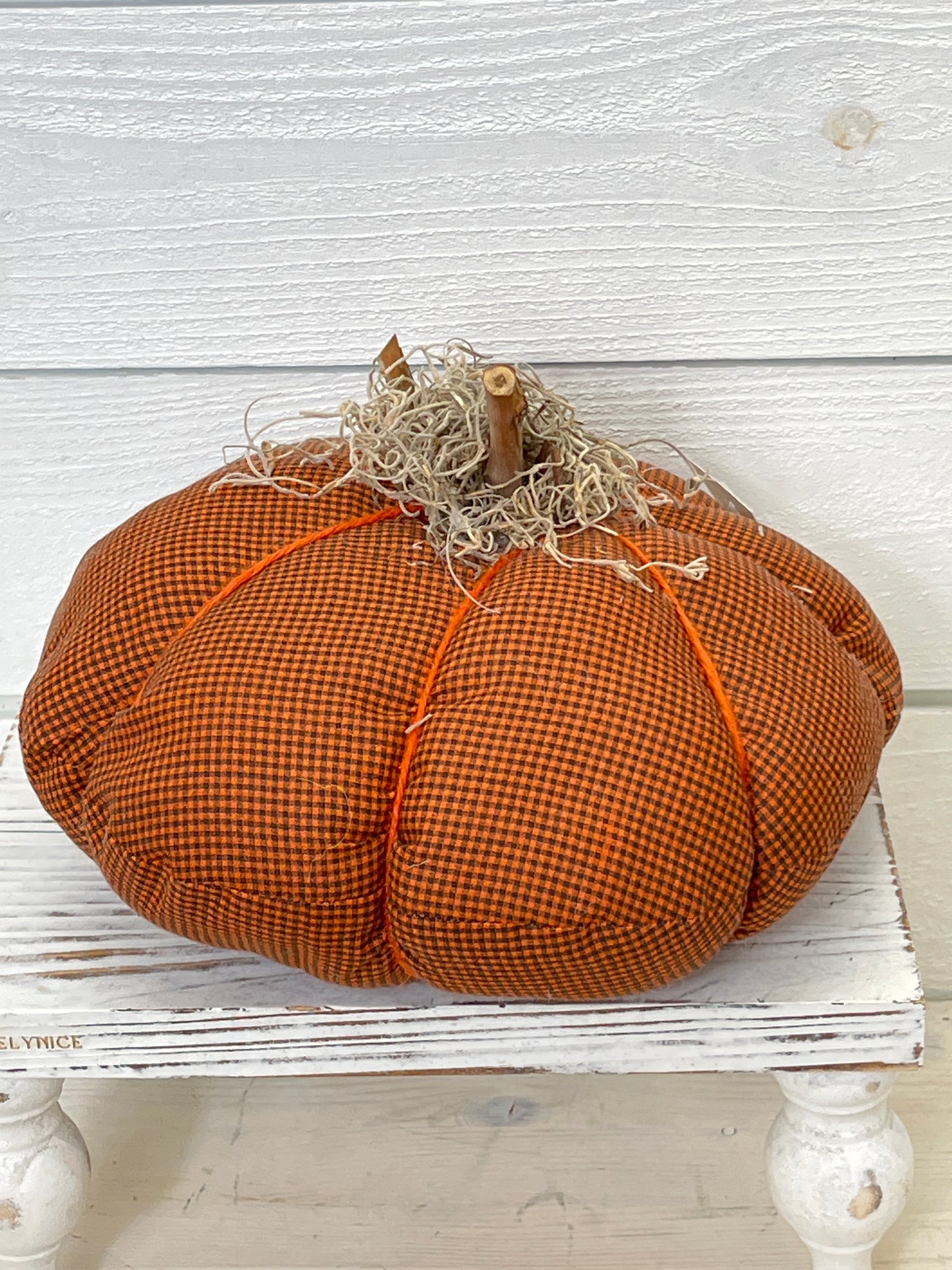 Black And Orange Plaid Fabric Pumpkin
