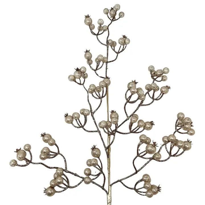 Lavished Glitter Berry Spray - Champagne 27"