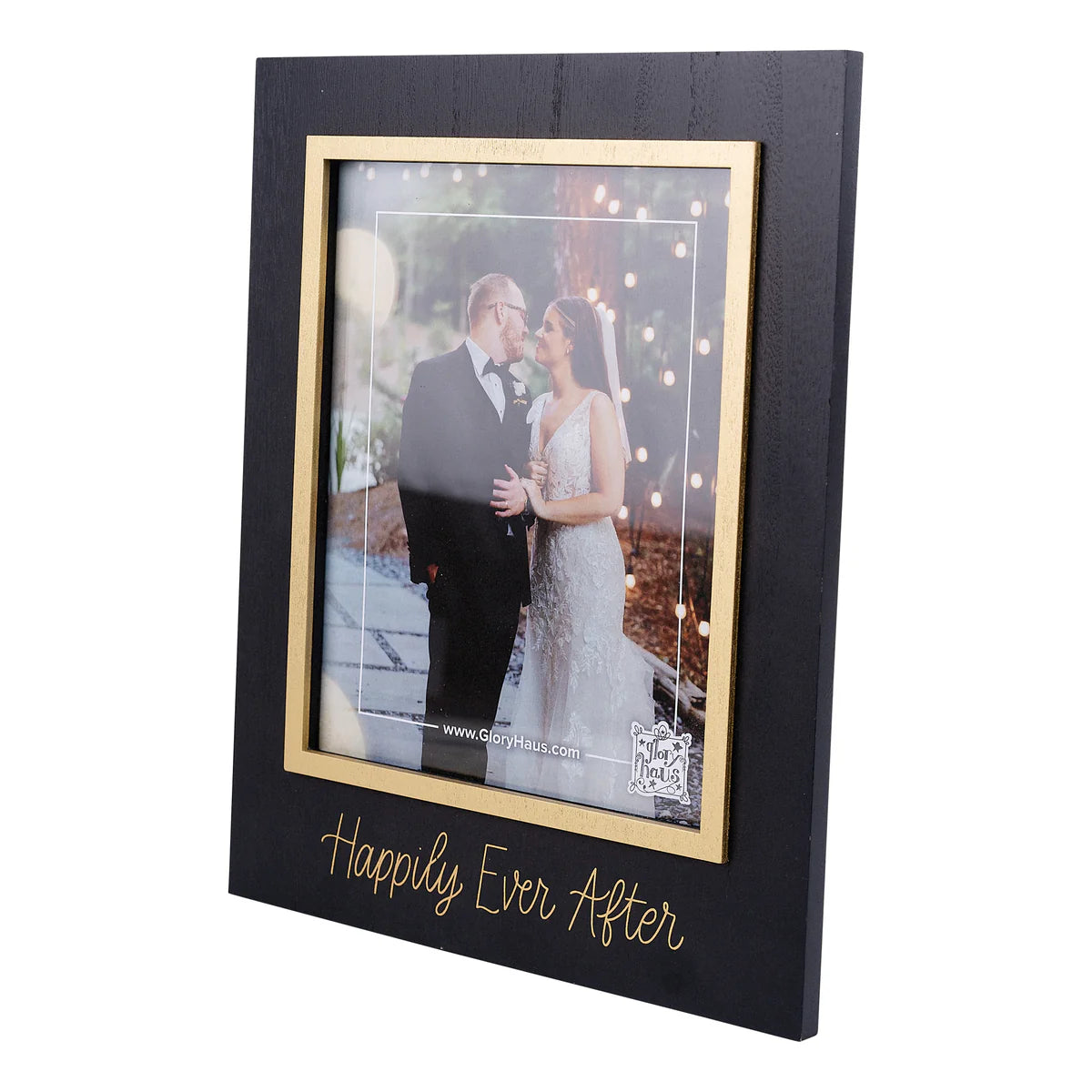 Happily Ever After Black & Gold Wedding Frame