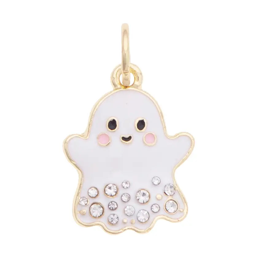 Canvas Rhinestone Ghost Charm in White