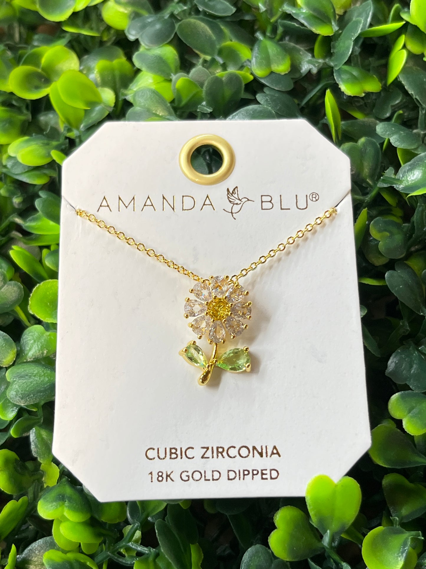 Gold Cubic Zirconia Daisy Necklace