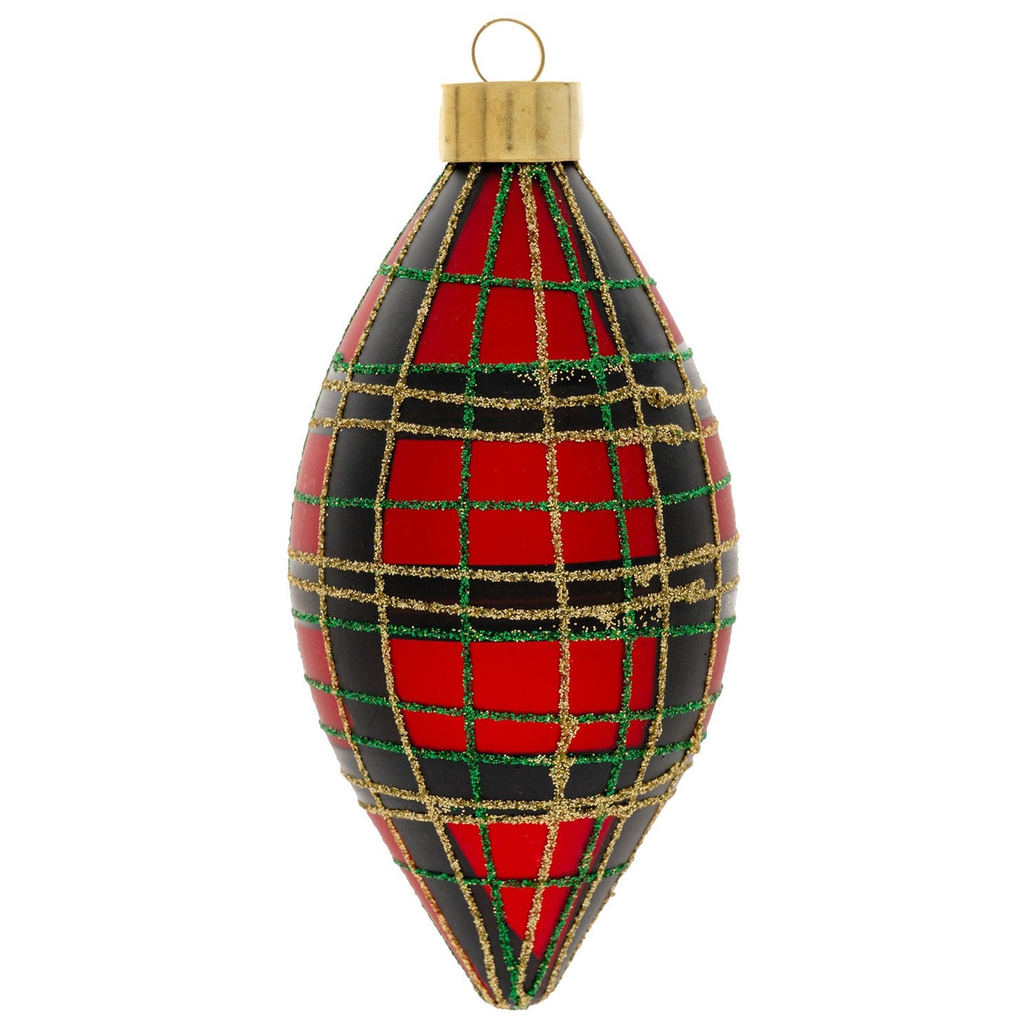 Red & Green Plaid Teardrop Ornament