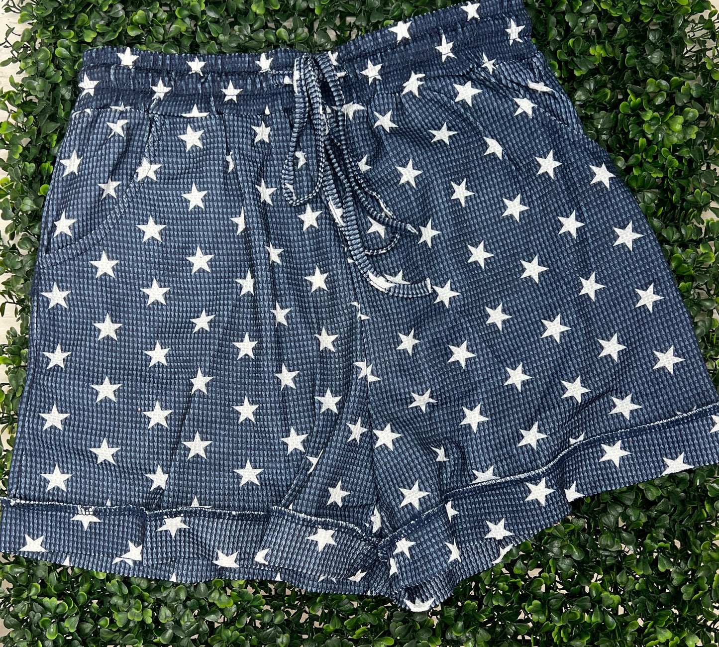 Grace + Emma Navy Stars Waffle Knit Shorts