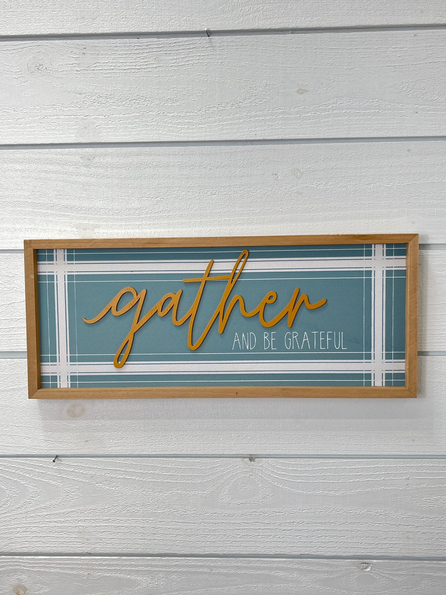 Blue White Gather 3D Framed Sign