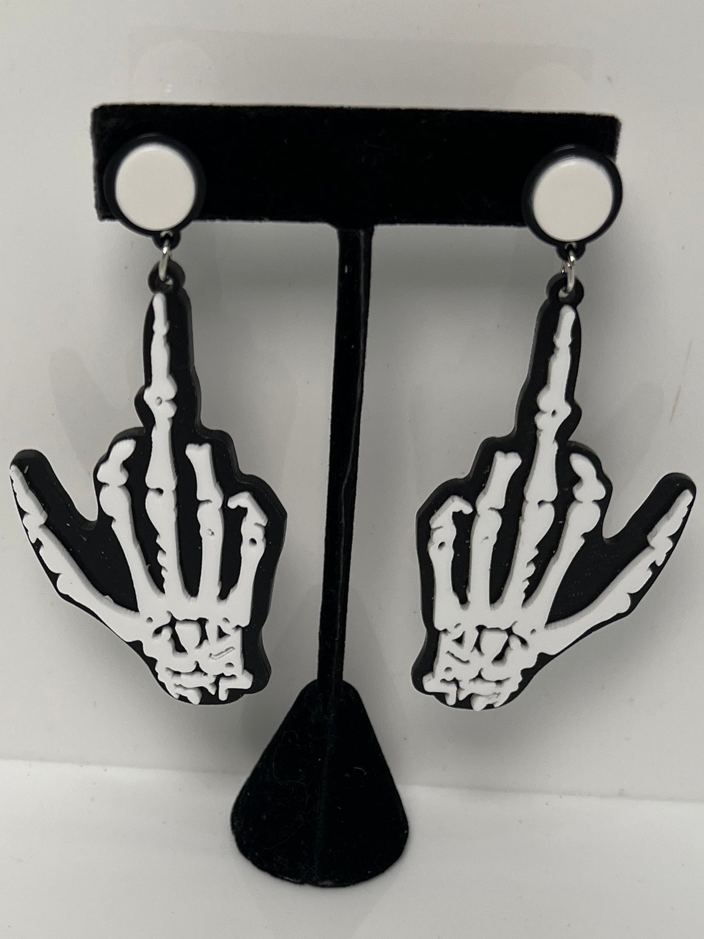 Skeleton Middle Finger Earrings