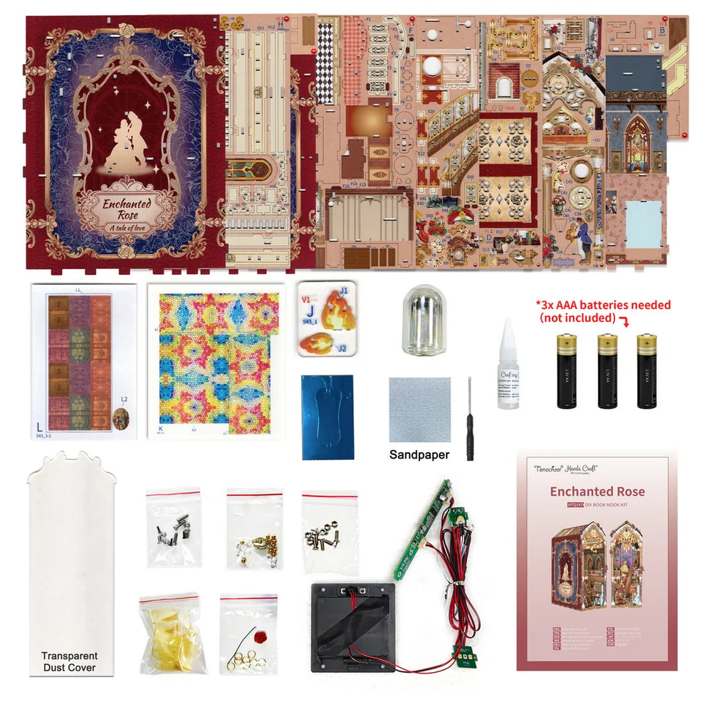 Enchanted Rose w/ Dust Cover Type::DIY Miniature Book Nook Kit