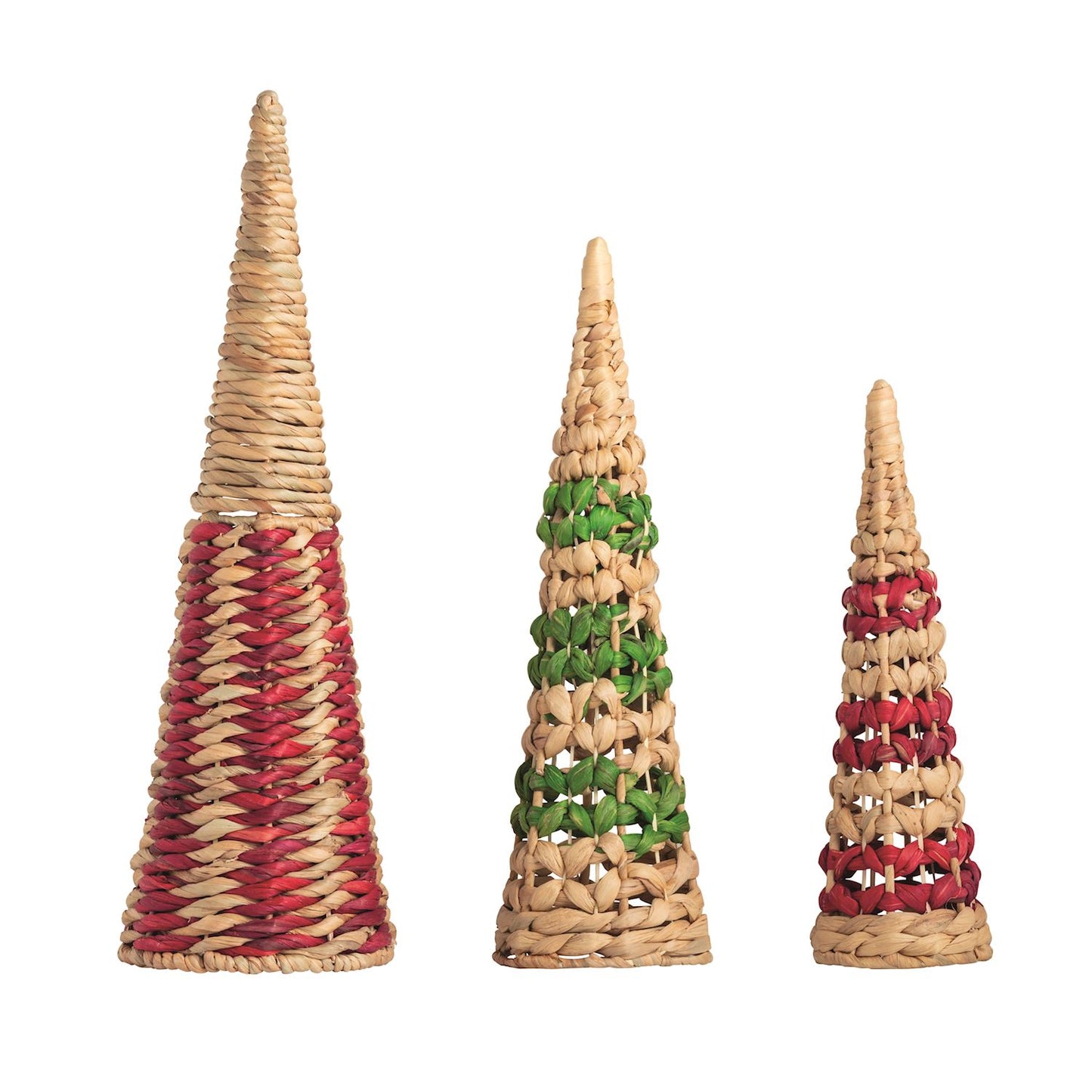 Mud Pie Set Of 3 Woven Cone Trees