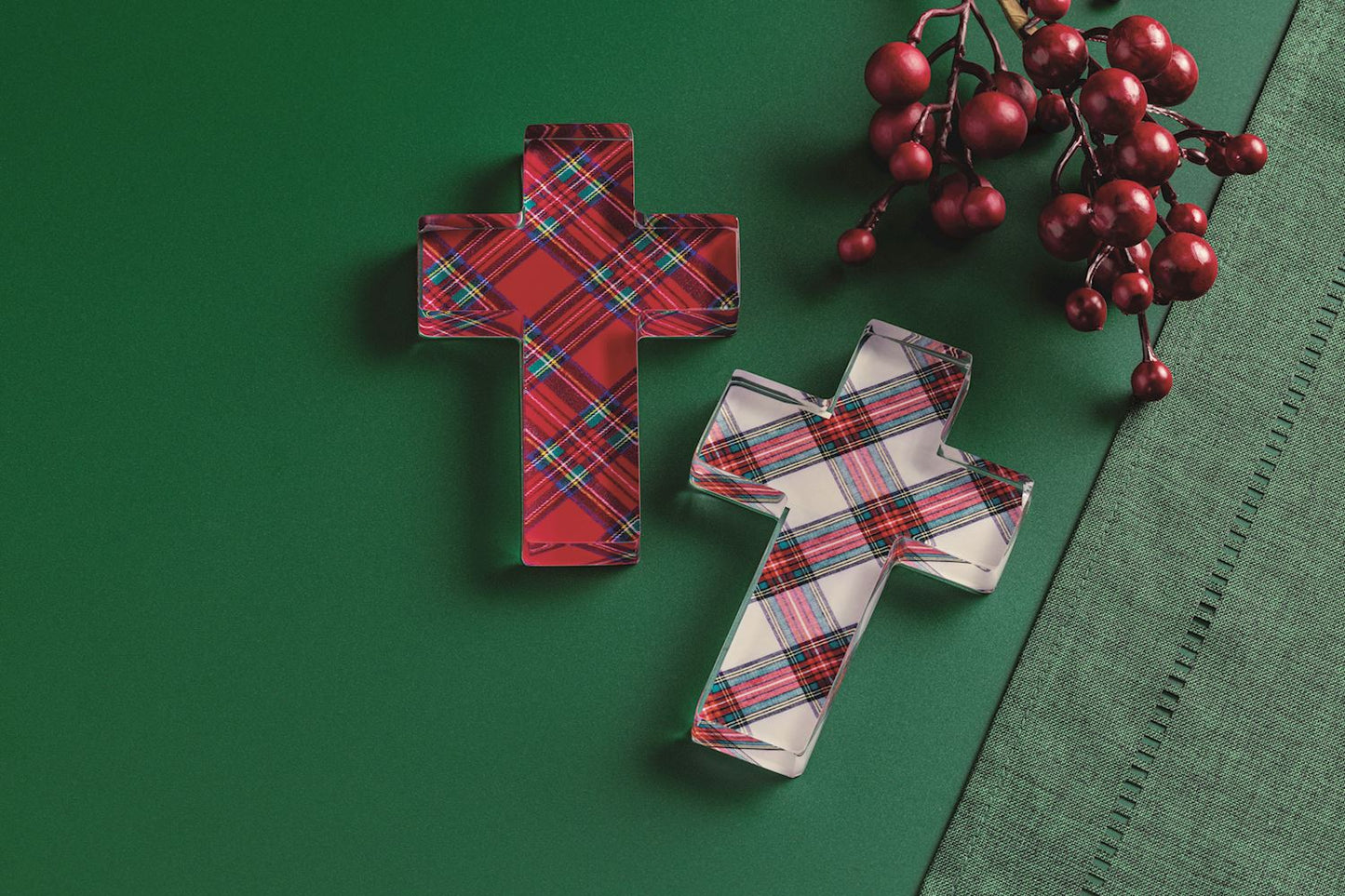 Mud Pie Tartan Plaid Acrylic Cross