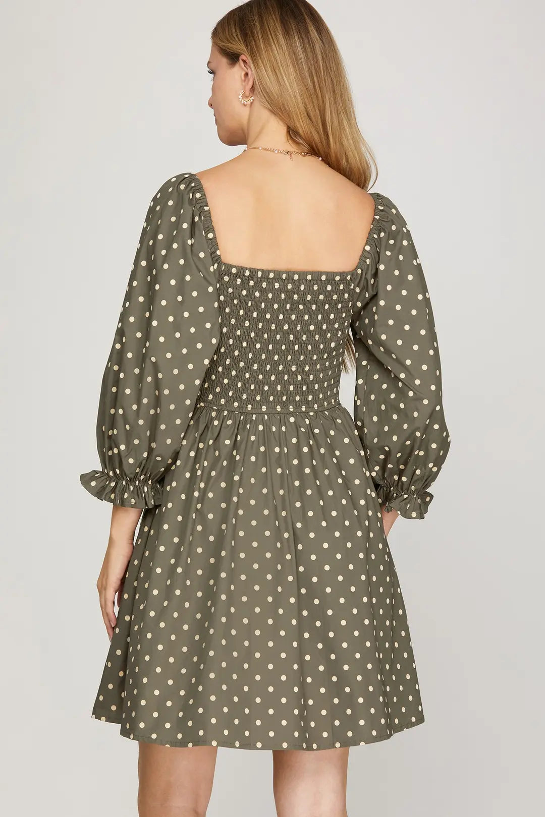 Olive Polka Dot Mini Dress